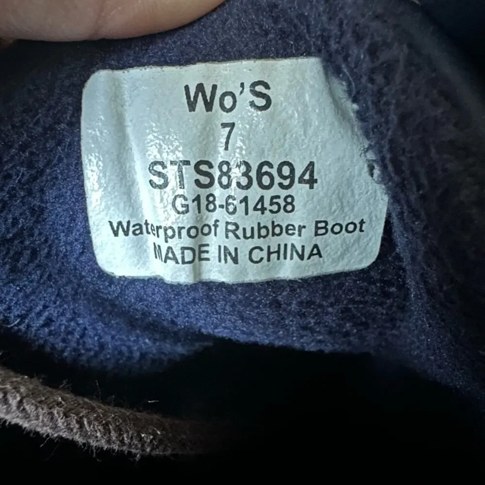 Sperry Women’s Waterproof Rubber Boots, Navy Blue, Size 7